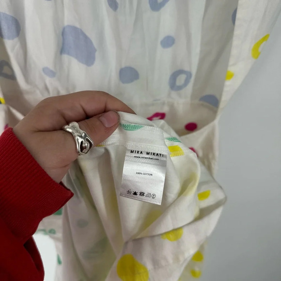 Mira Mikati Dot Print Cotton Midi Dress Open Back - Picture 6 of 9